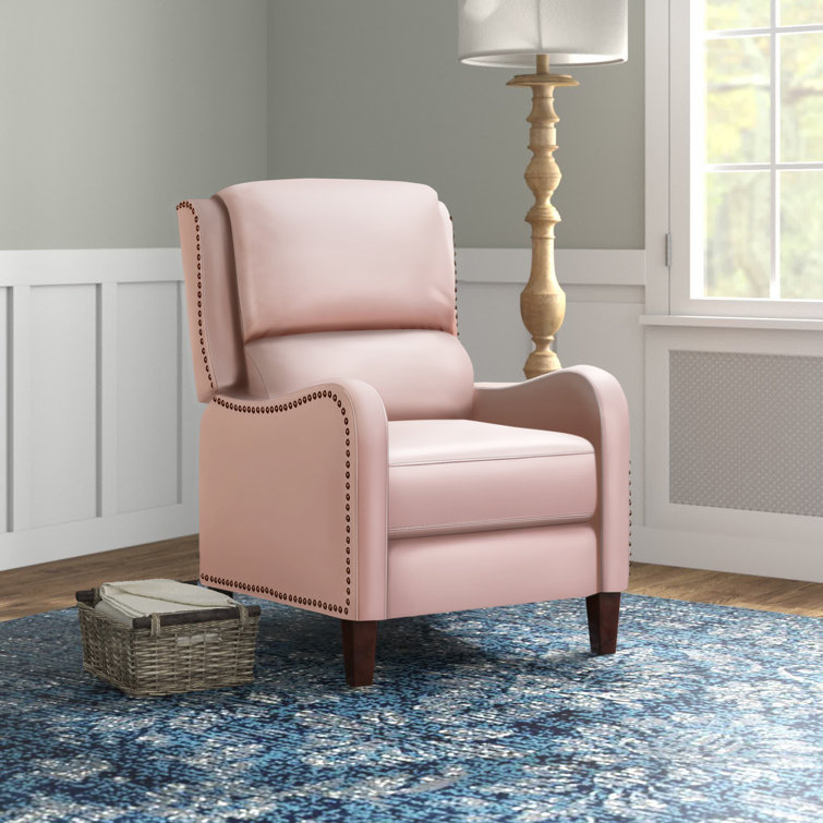 Pink leather recliner discount chair